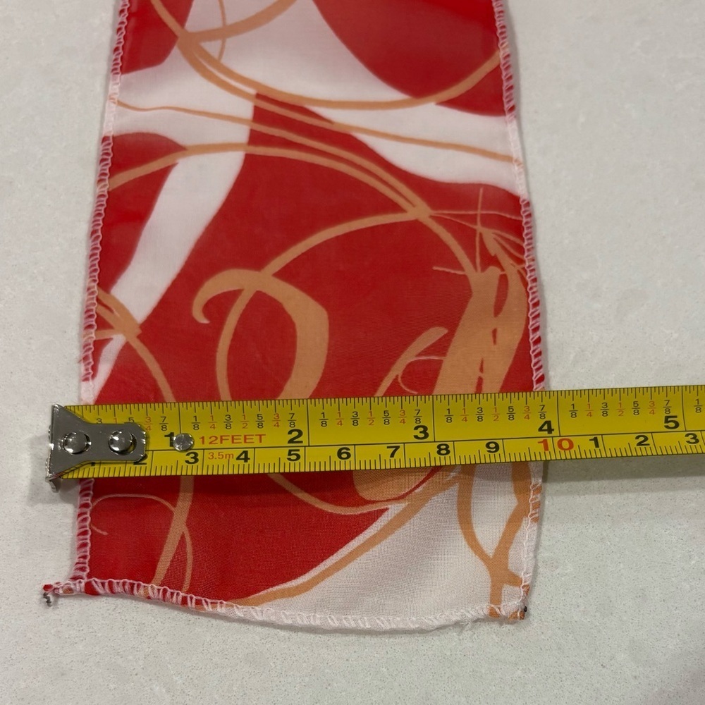 Skinny Red & White Swirl Dress Print Scarf | Neck Tie Hair Accessory - Picture 5 of 6